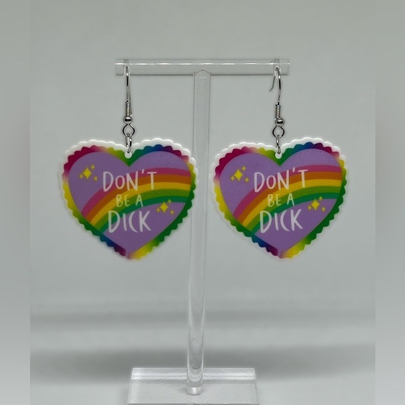 Jewelry - Don’t Be A D*ck Colorful Heart Earrings